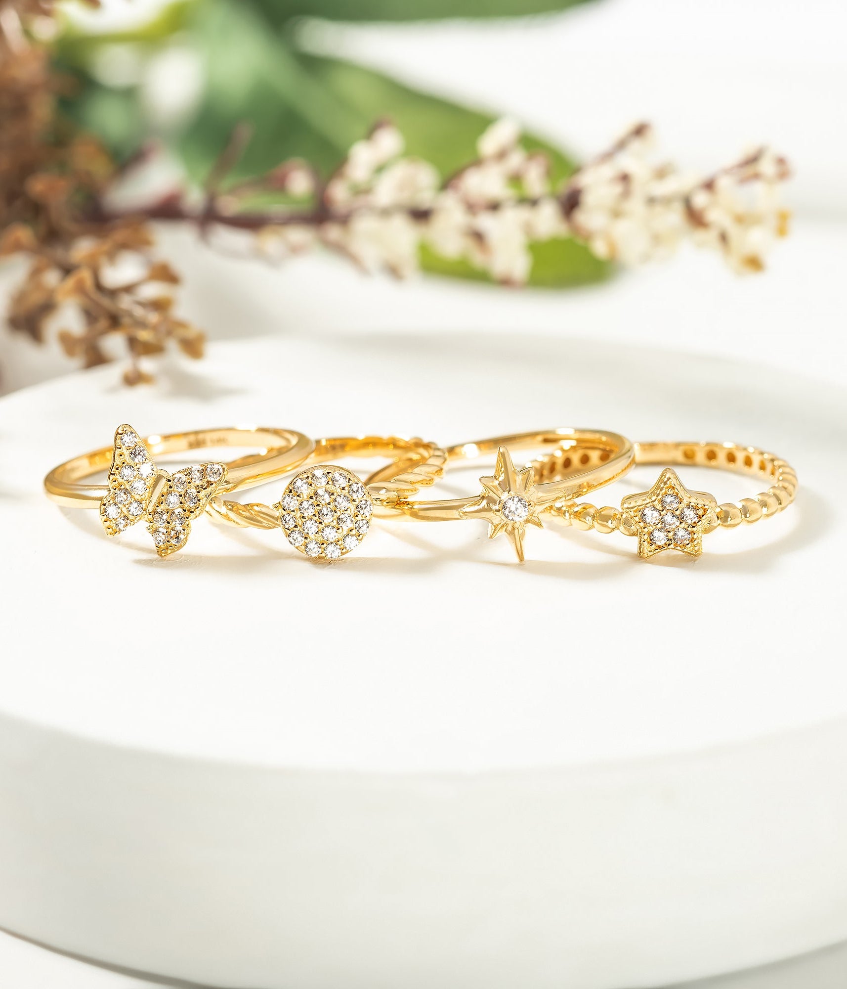 14K Compass Shaped Gold Ring - Rings