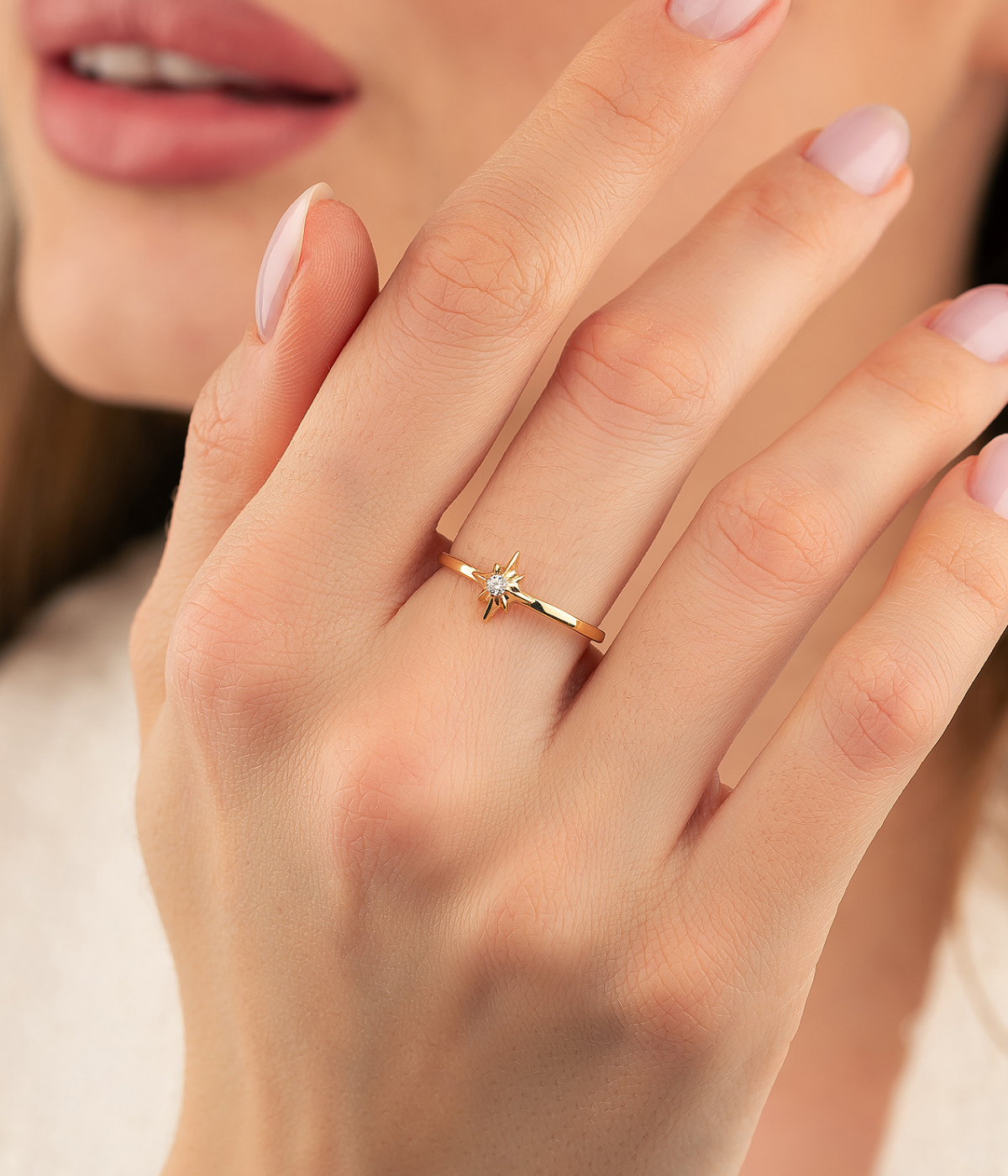 14K Compass Shaped Gold Ring - Rings