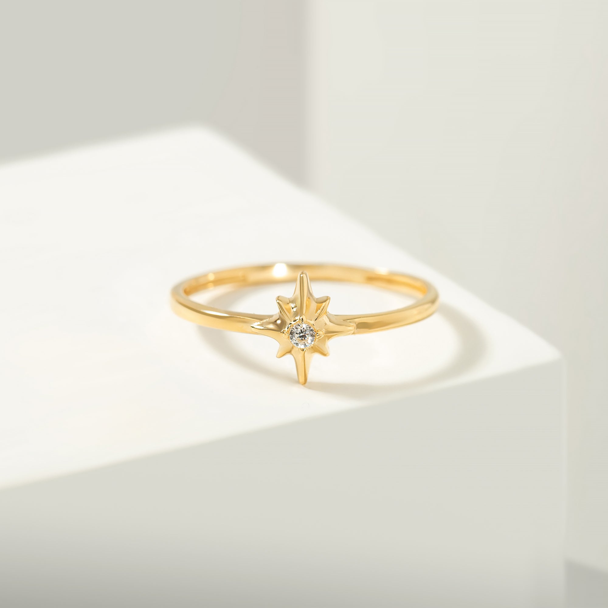 14K Compass Shaped Gold Ring - Rings