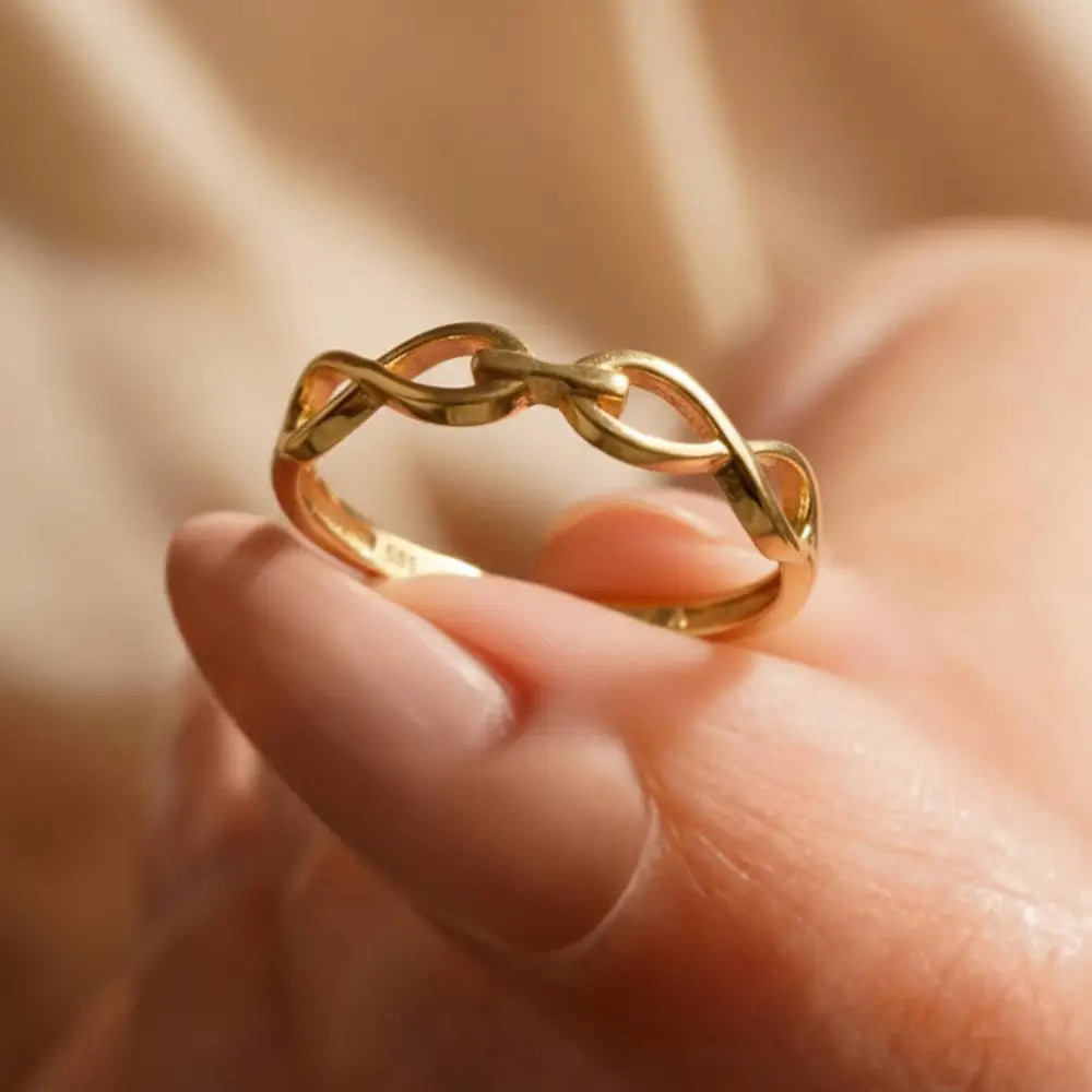 14K Gold Braided Band Handcrafted Delicate Ring for Women Elegant Jewelry Gift