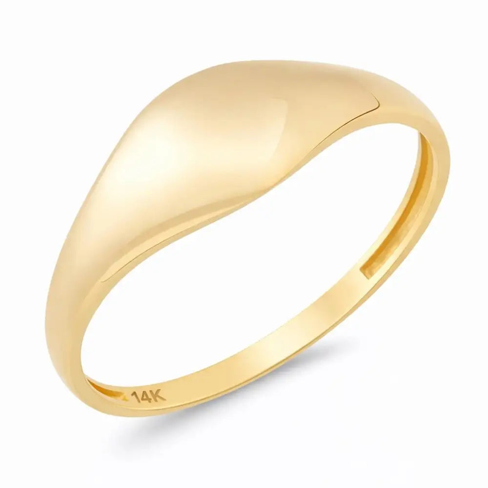 14K Gold Dome Ring for Women Minimal Plain Gold Band Classic Polished Jewelry