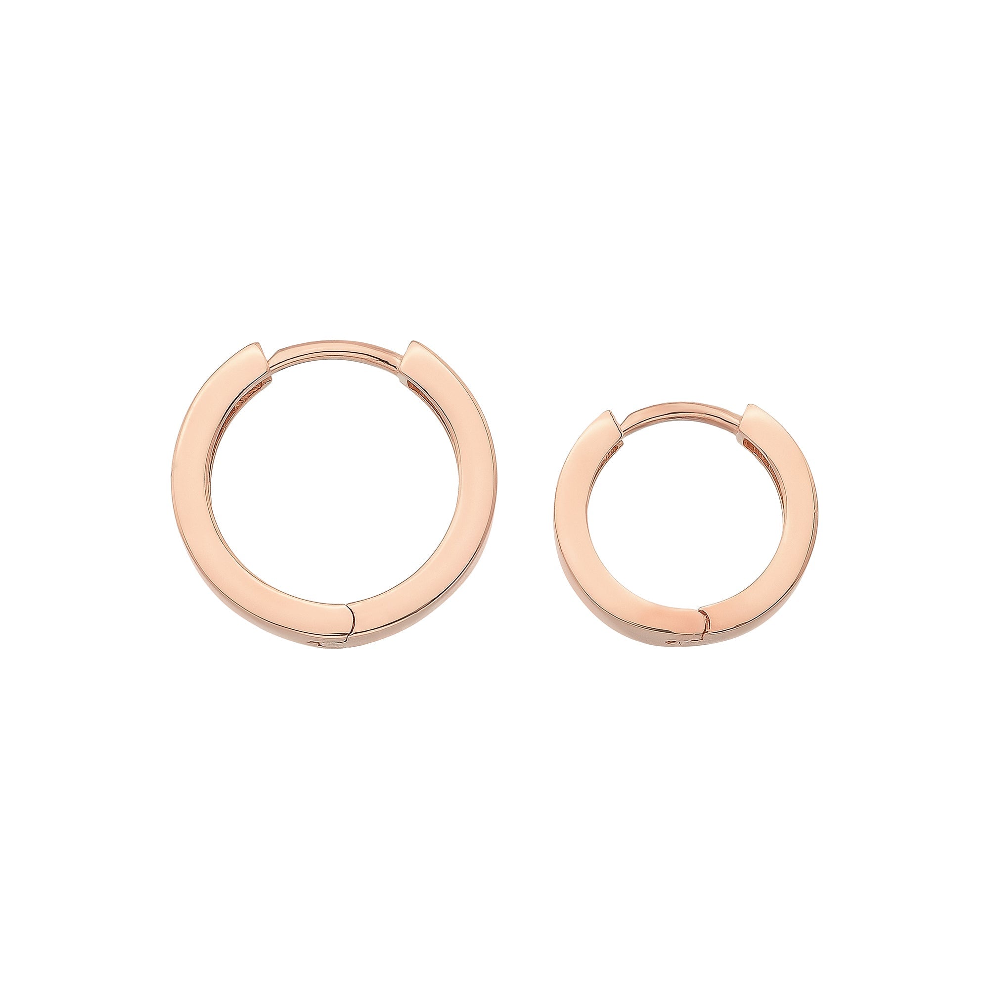 14K Gold Flat Edge Huggie Hoop Earrings – Simple Stacking Set of 2 Earrings - Hoop Earrings