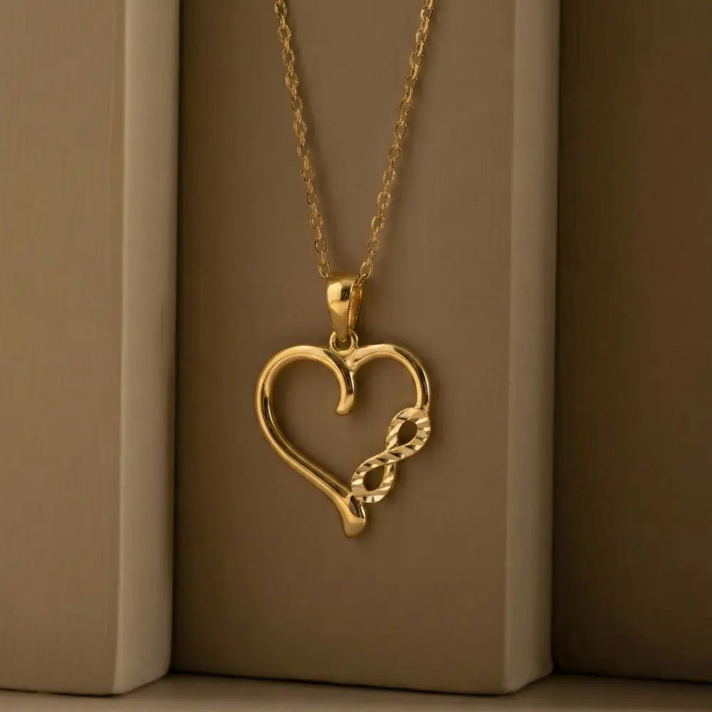 14K Gold Heart Pendant With Infinity Design Handmade Jewelry Elegant Gift For Her - Jewelry