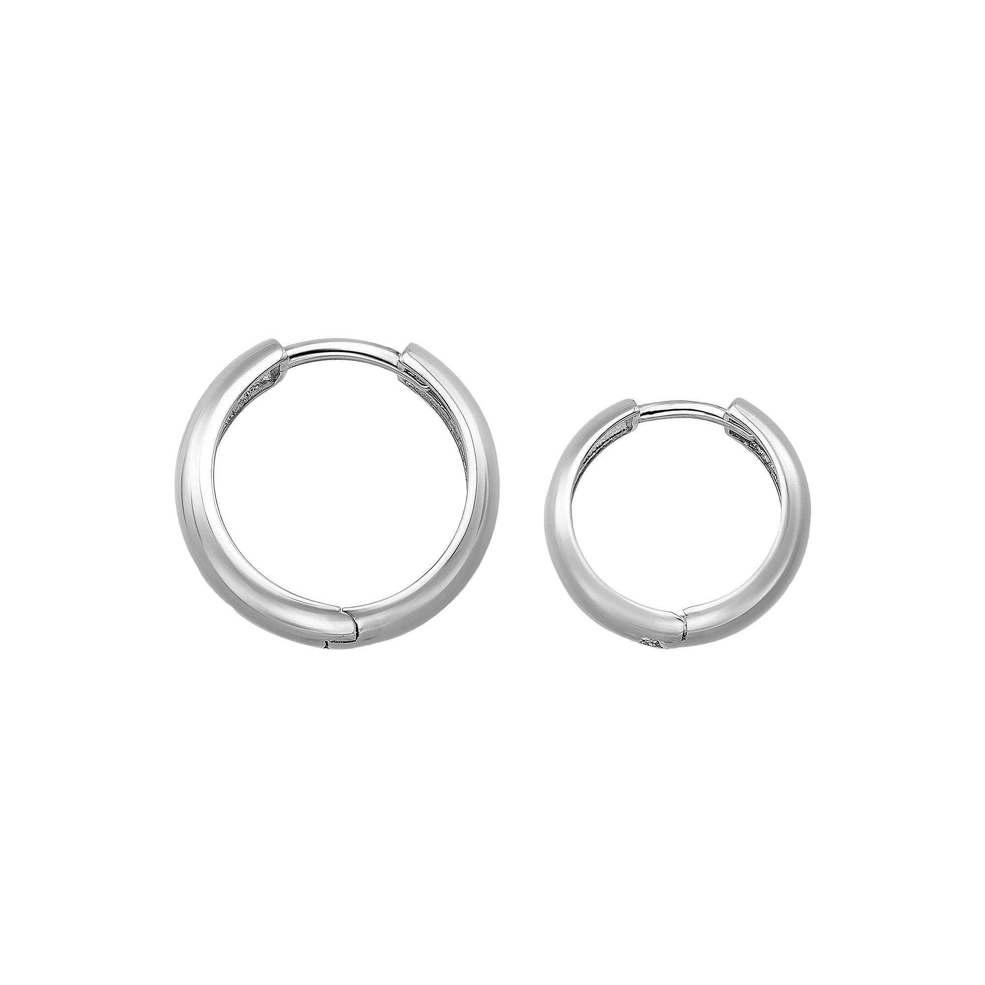 14K Gold Minimal Huggie Hoop Earrings – Trendy Stacking Set of 2 Earrings - Single Small / 14K White Gold - Hoop