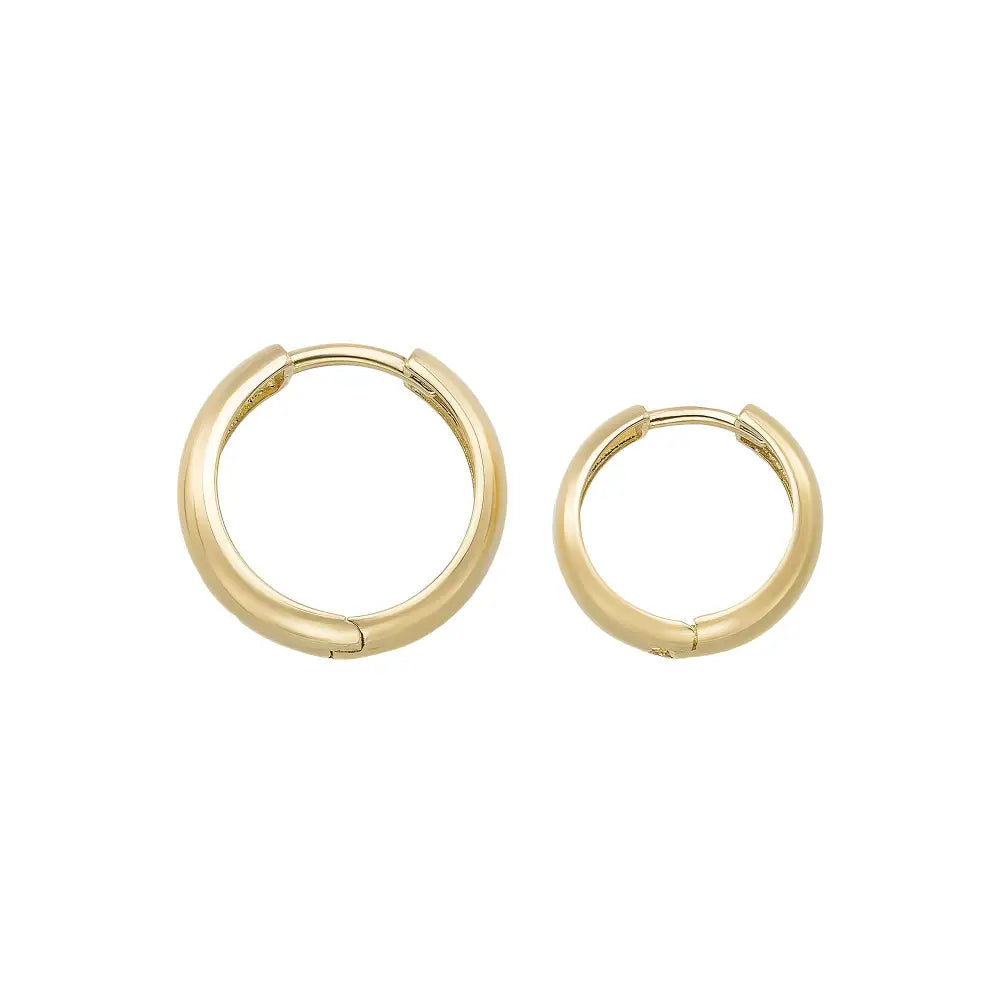14K Gold Minimal Huggie Hoop Earrings – Trendy Stacking Set of 2 Earrings - Single Small / 14K Yellow Gold - Hoop