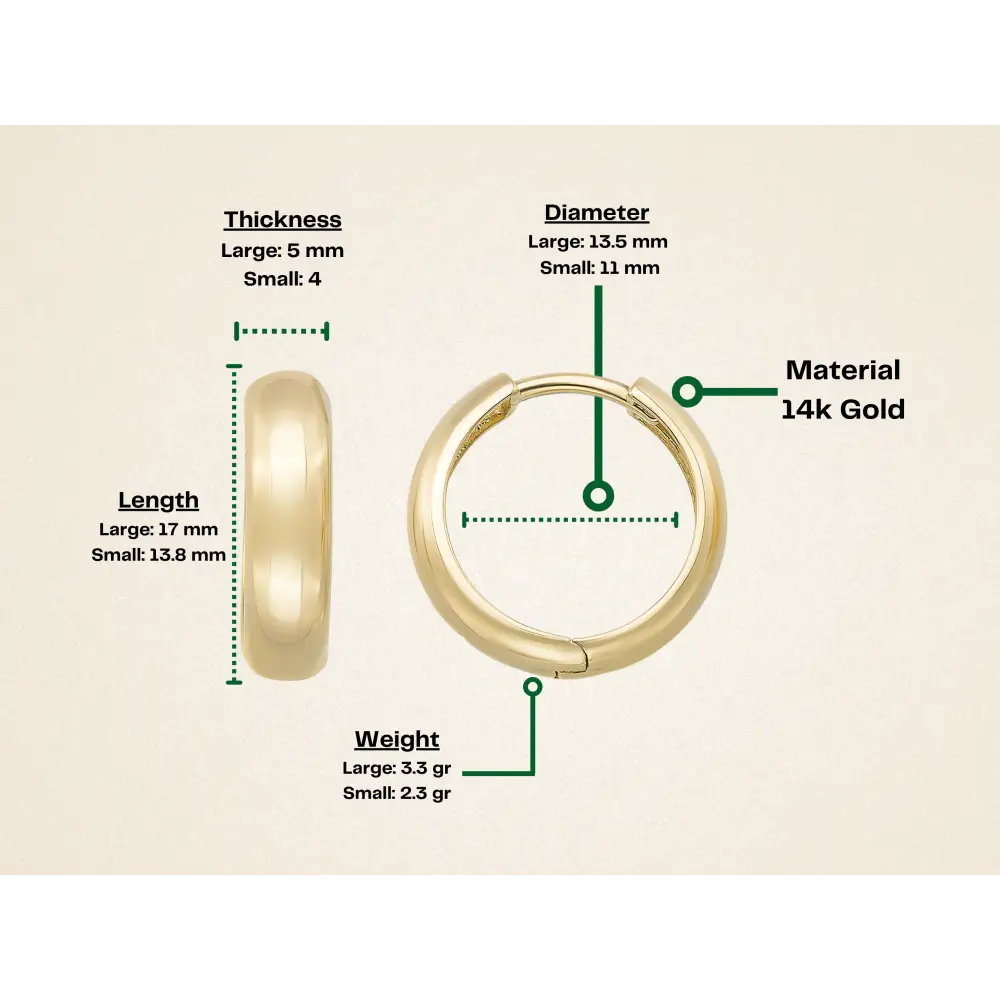 14K Gold Minimal Huggie Hoop Earrings – Trendy Stacking Set of 2 Earrings - Hoop Earrings