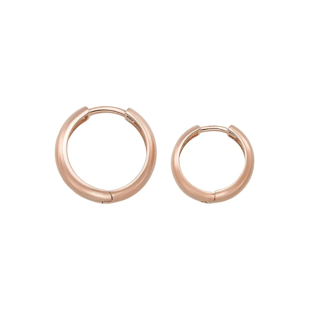 14K Gold Minimal Huggie Hoop Earrings – Trendy Stacking Set of 2 Earrings - Single Small / 14K Rose Gold - Hoop Earrings