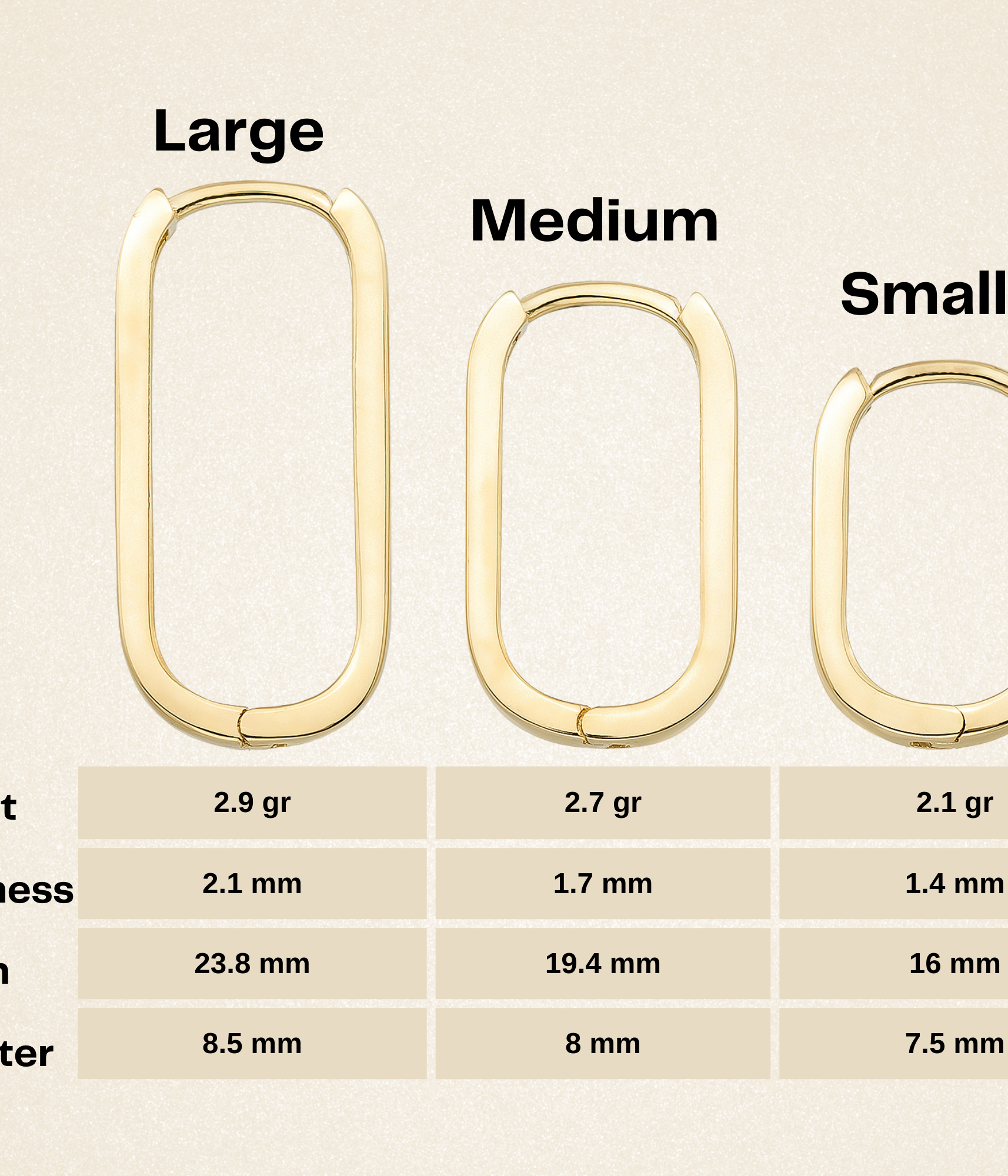 14K Gold Oval Hoop Earrings – Tiny Rectangular Huggies in 16mm 19mm 24mm - Hoop Earrings