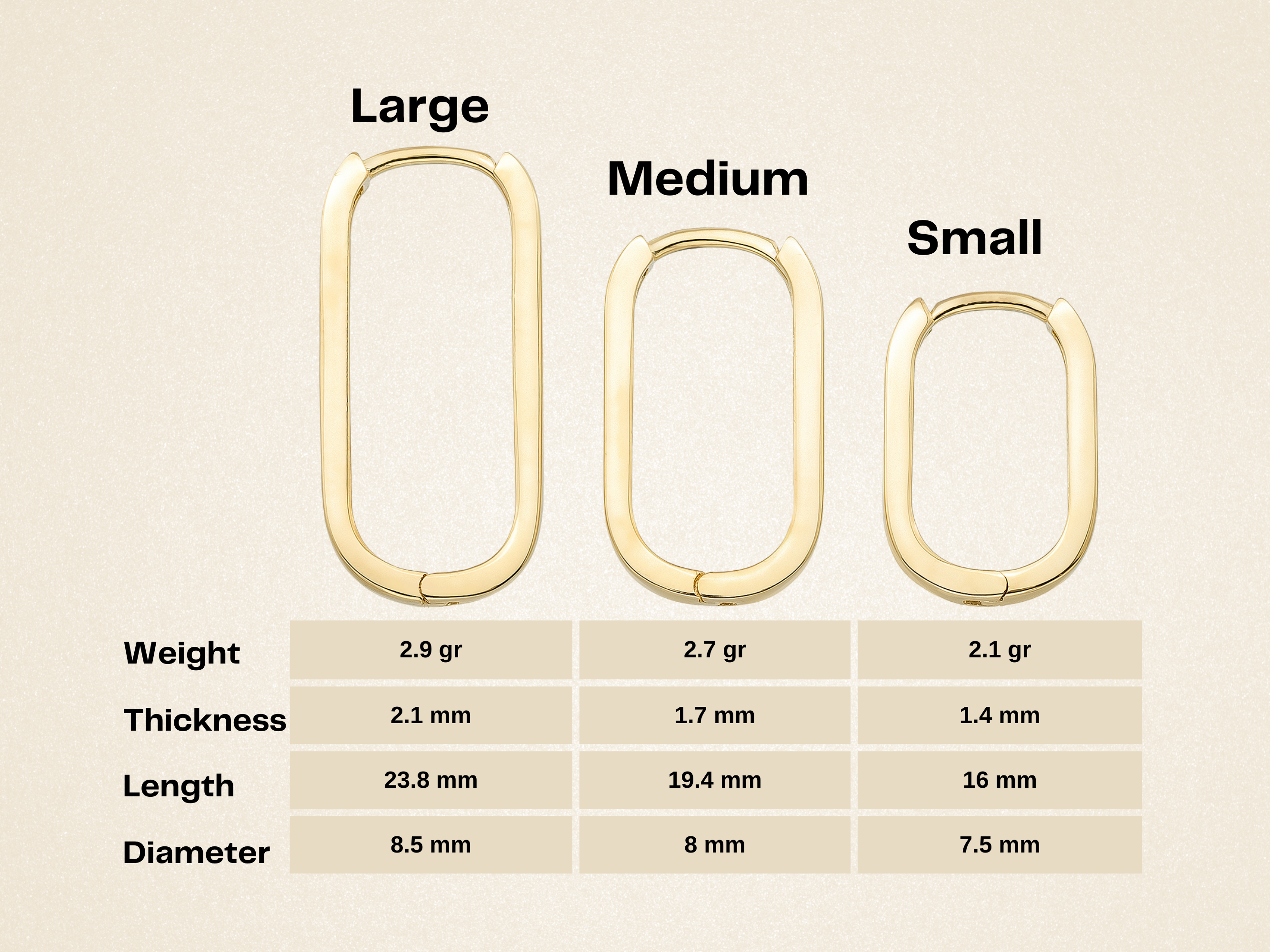 14K Gold Oval Hoop Earrings – Tiny Rectangular Huggies in 16mm 19mm 24mm - Hoop Earrings