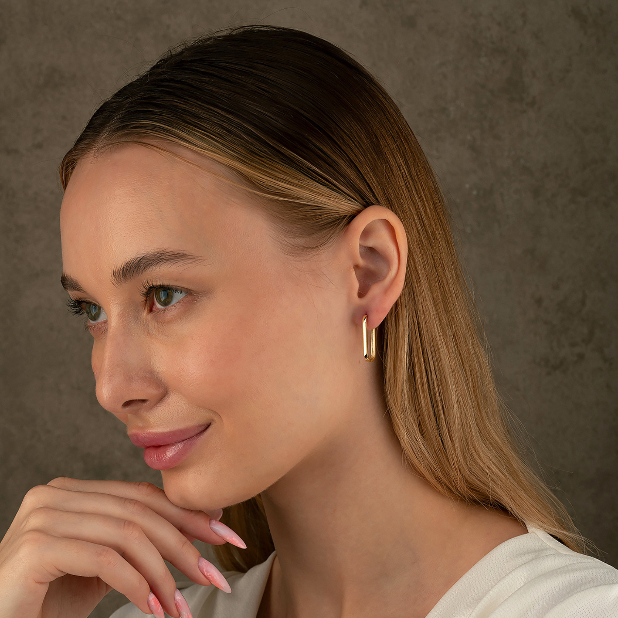 14K Gold Oval Hoop Earrings – Tiny Rectangular Huggies in 16mm 19mm 24mm - Hoop Earrings