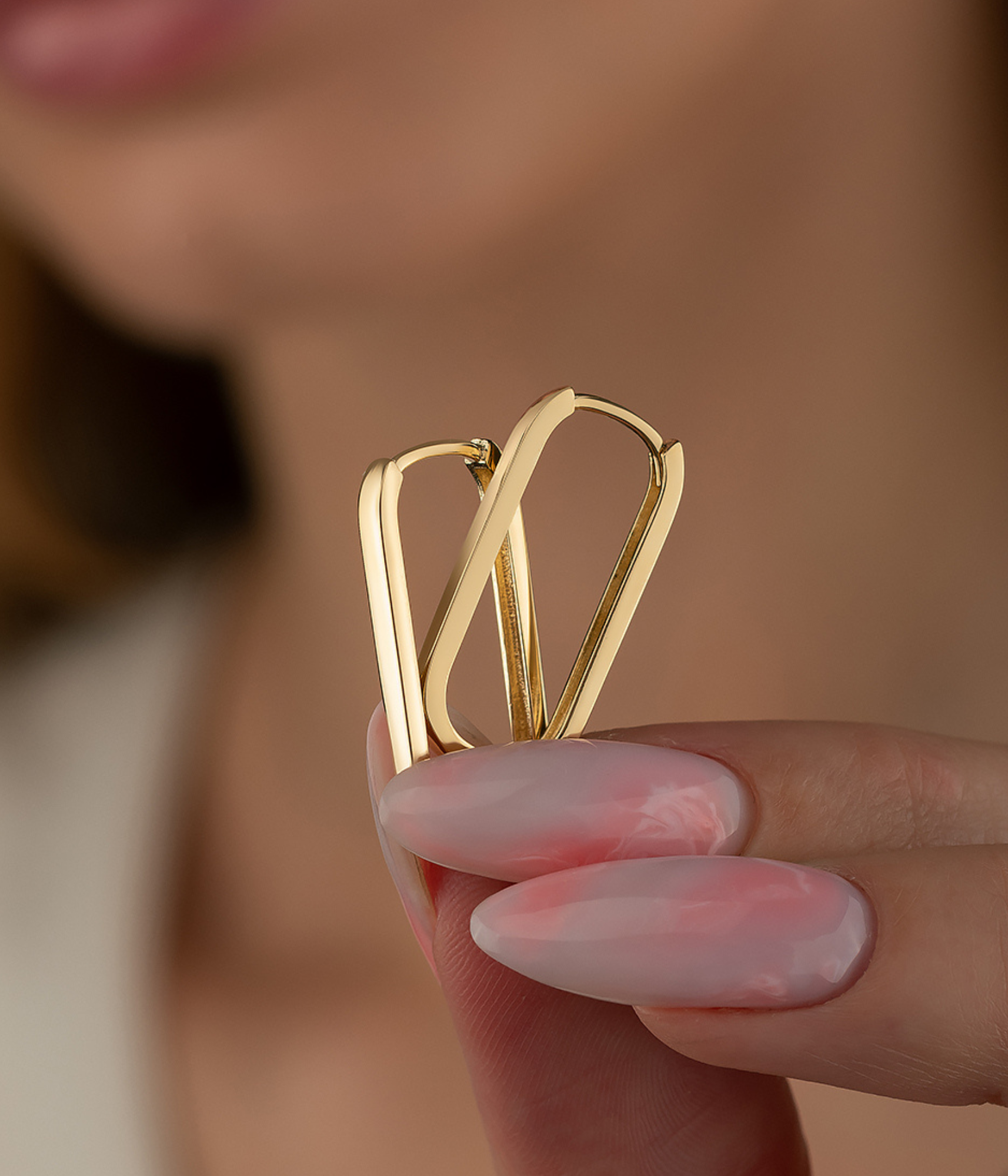 14K Gold Oval Hoop Earrings – Tiny Rectangular Huggies in 16mm 19mm 24mm - Single Small / 14K Yellow Gold - Hoop