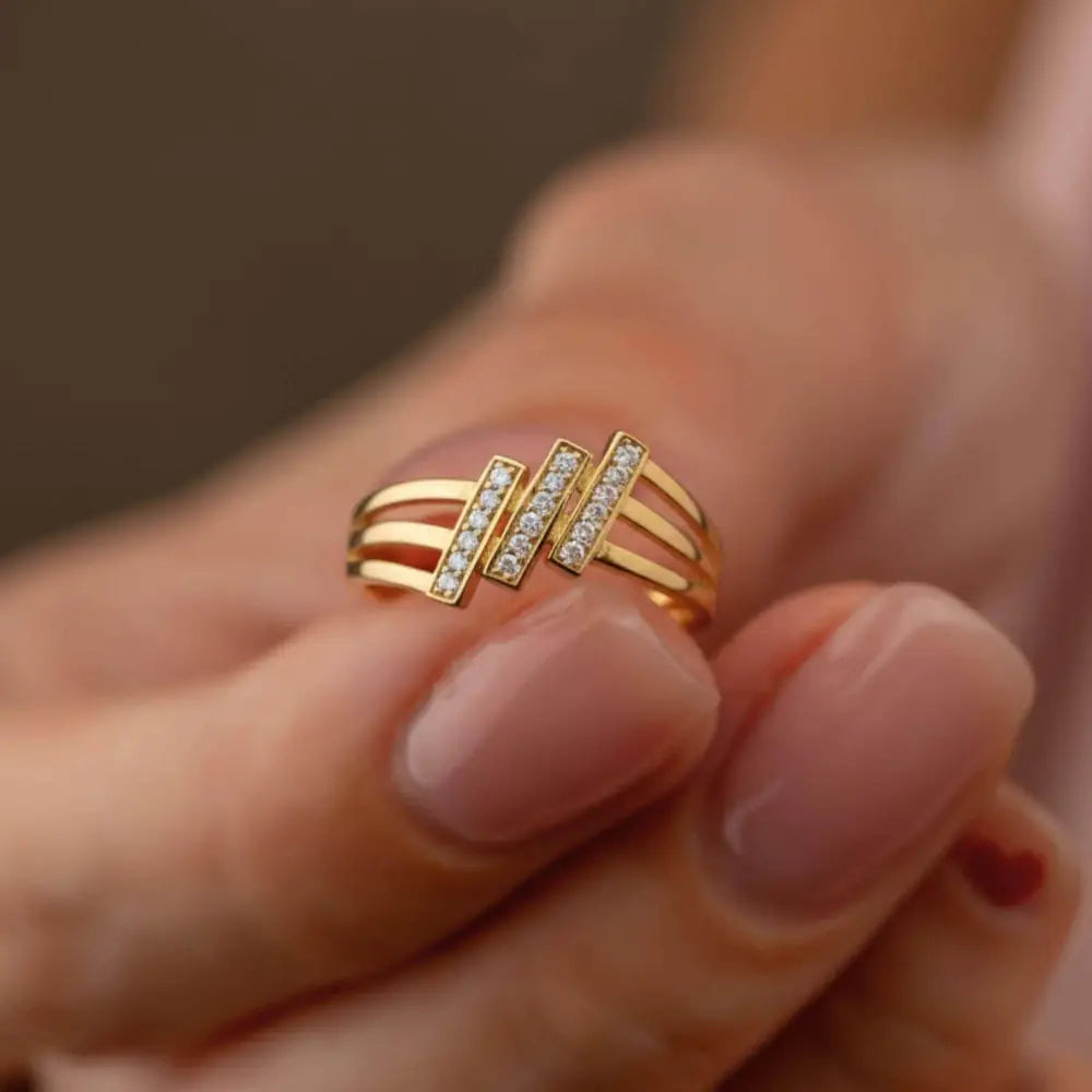 14K Gold Simulated Diamond Split Shank Ring Minimalist CZ Ring