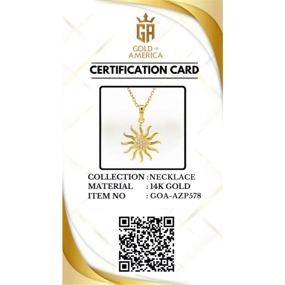 14K Gold Sun Pendant Necklace with Diamond Accent Handcrafted Jewelry for Women - Pendants
