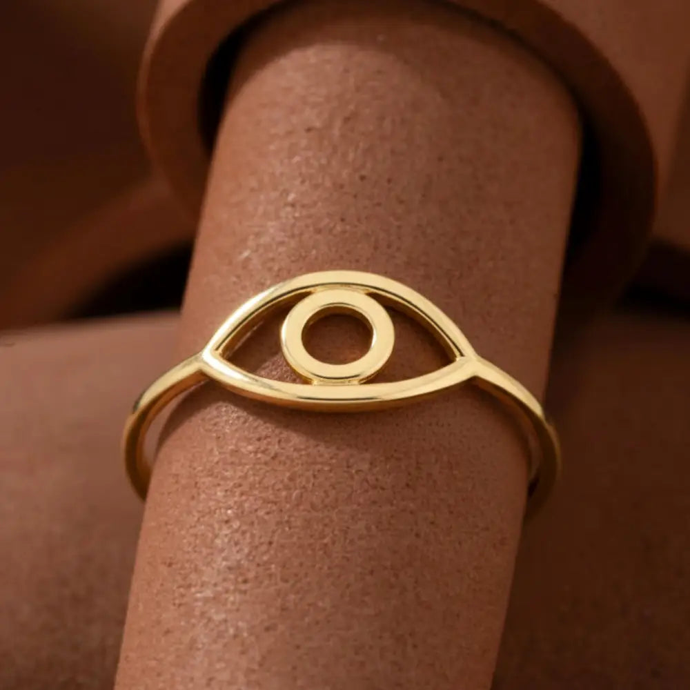 14K Handmade Evil Eye Ring Gold Symbol of Protection with Simple Elegant Design