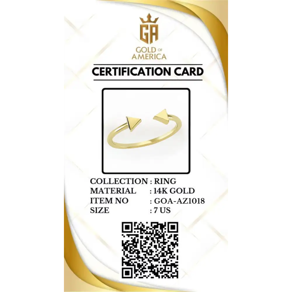 14K Handmade Gold Double Arrow Ring Trendy Minimalist Design with Geometric Shape