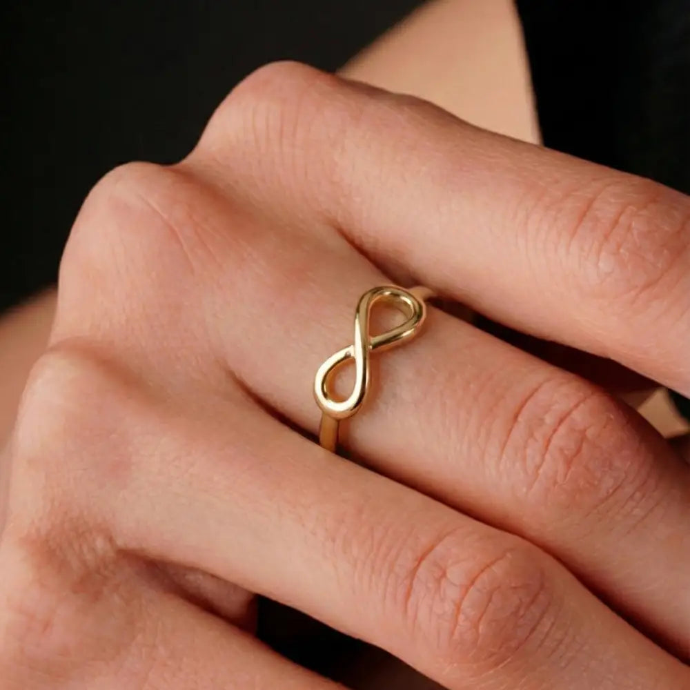 14K Handmade Gold Infinity Ring Elegant Minimalist Design Timeless Symbol of Eternity