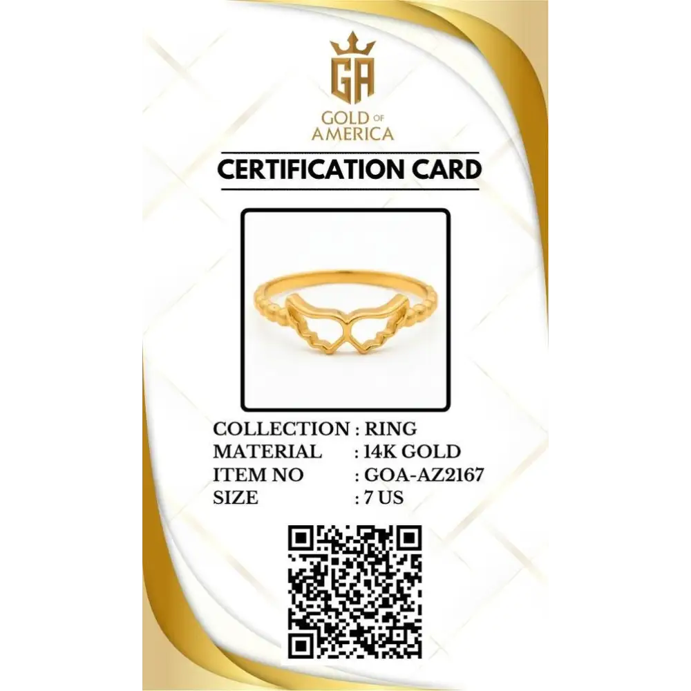 14K Solid Gold Angel Wings Ring: Sentimental Symbolic Love Forever Ring Guardian Christmas Gift