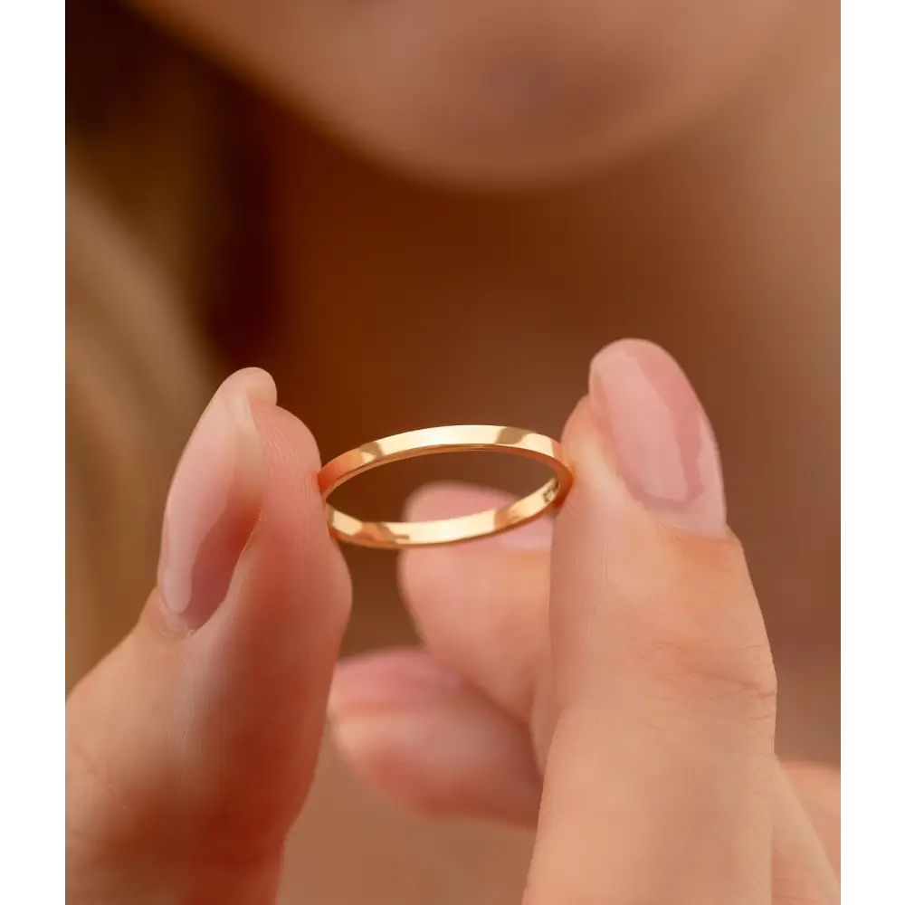 14k Solid Gold Band Plain Wedding Ring - Rings