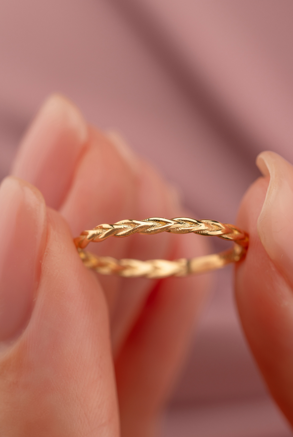 14K Solid Gold Braided Ring - Rings