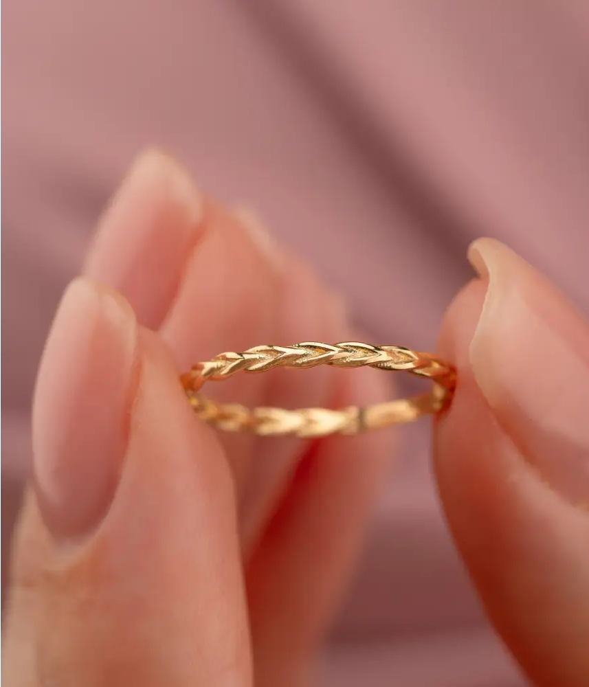 14K Solid Gold Braided Ring - Rings