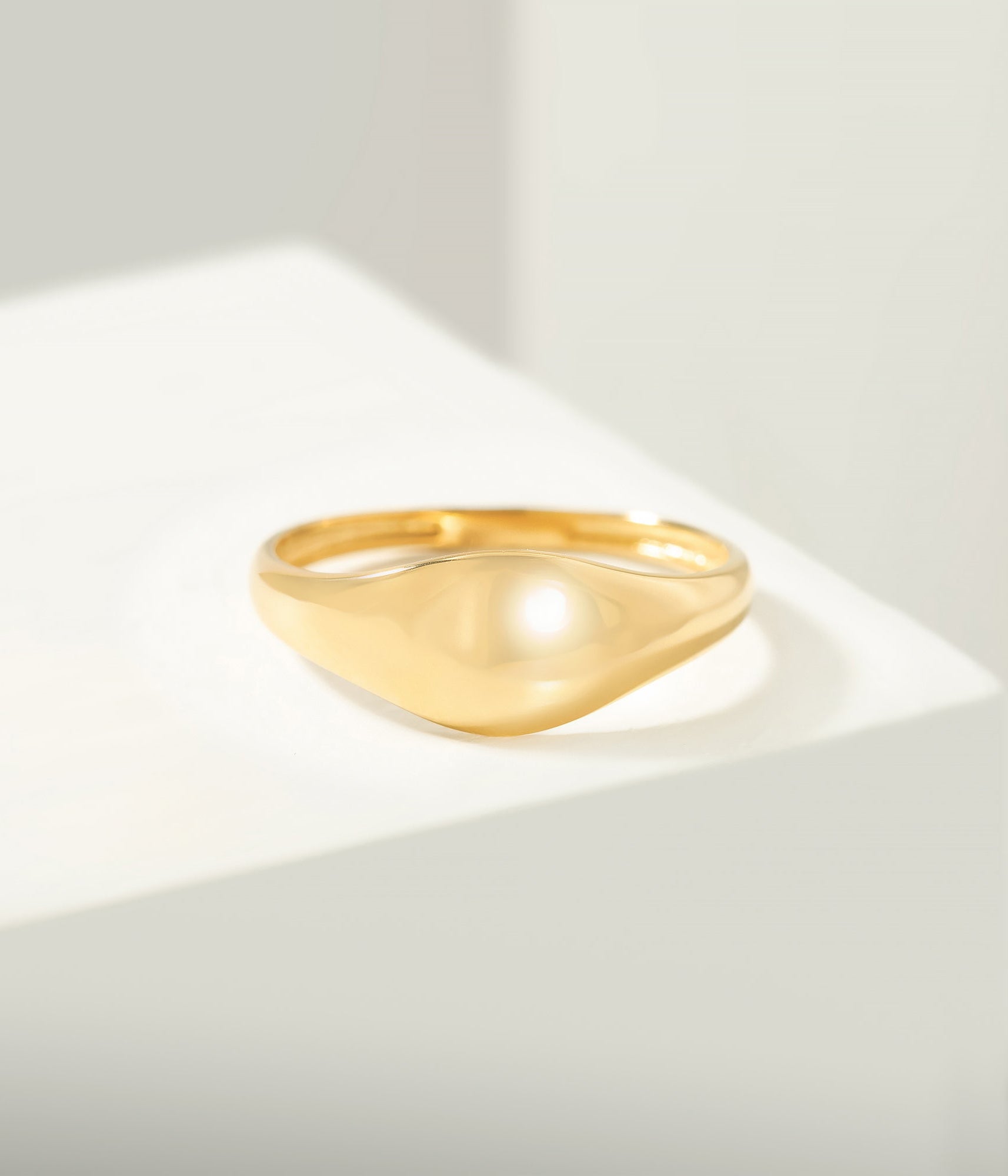 14K Solid Gold Curve Dome Gold Ring - Rings