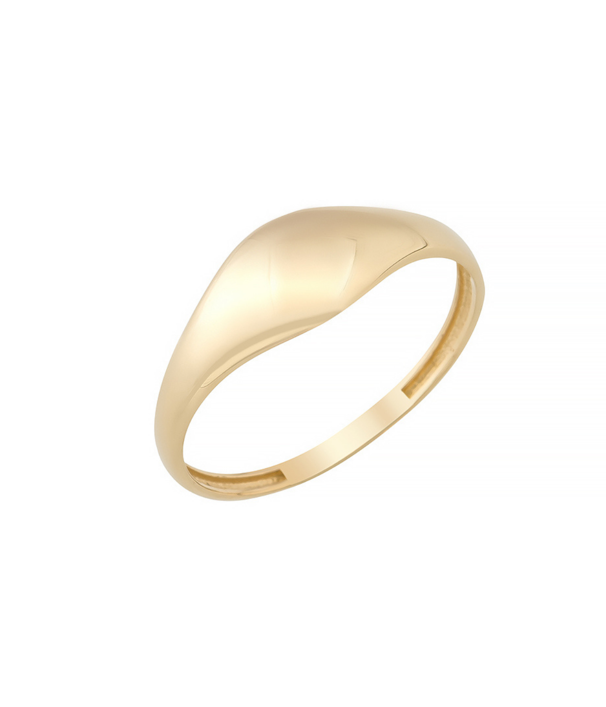 14K Solid Gold Curve Dome Gold Ring - Rings