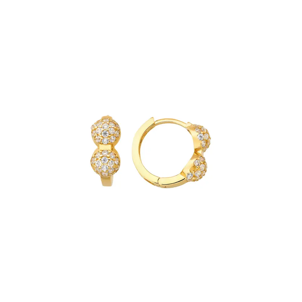 14K Solid Gold Dainty Gemstone Hoop Earring - Earrings