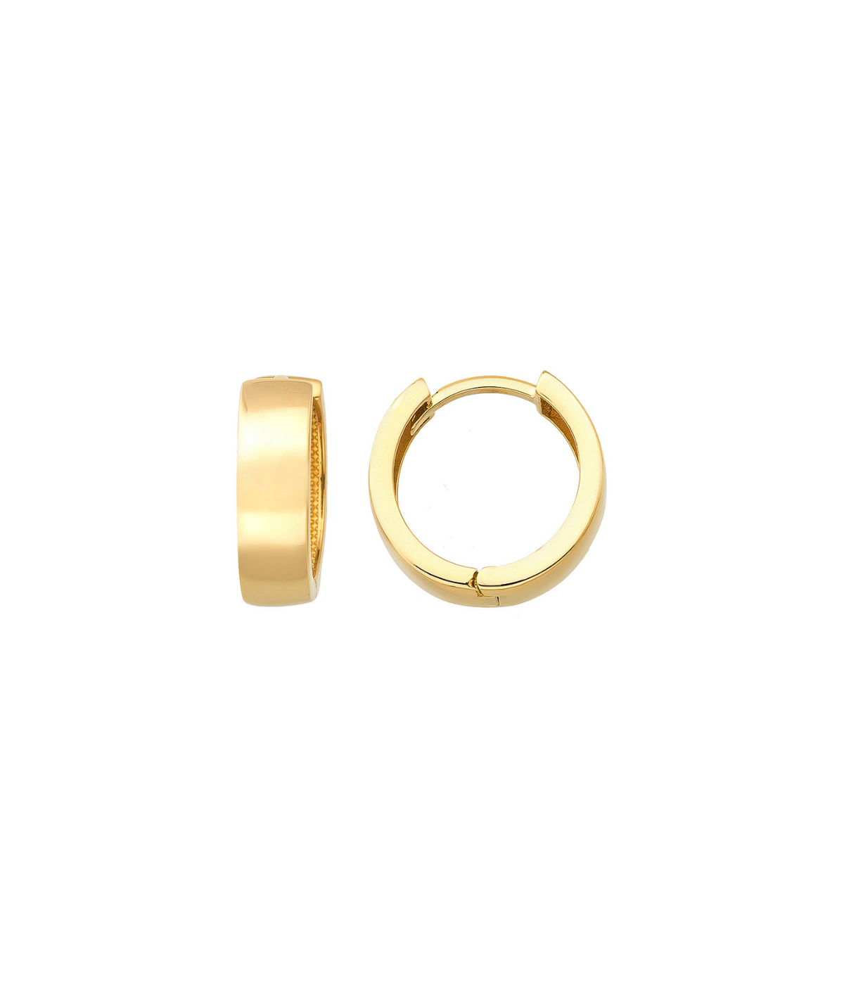 14K Solid Gold Dainty Hoop Huggies Earrings - Earrings