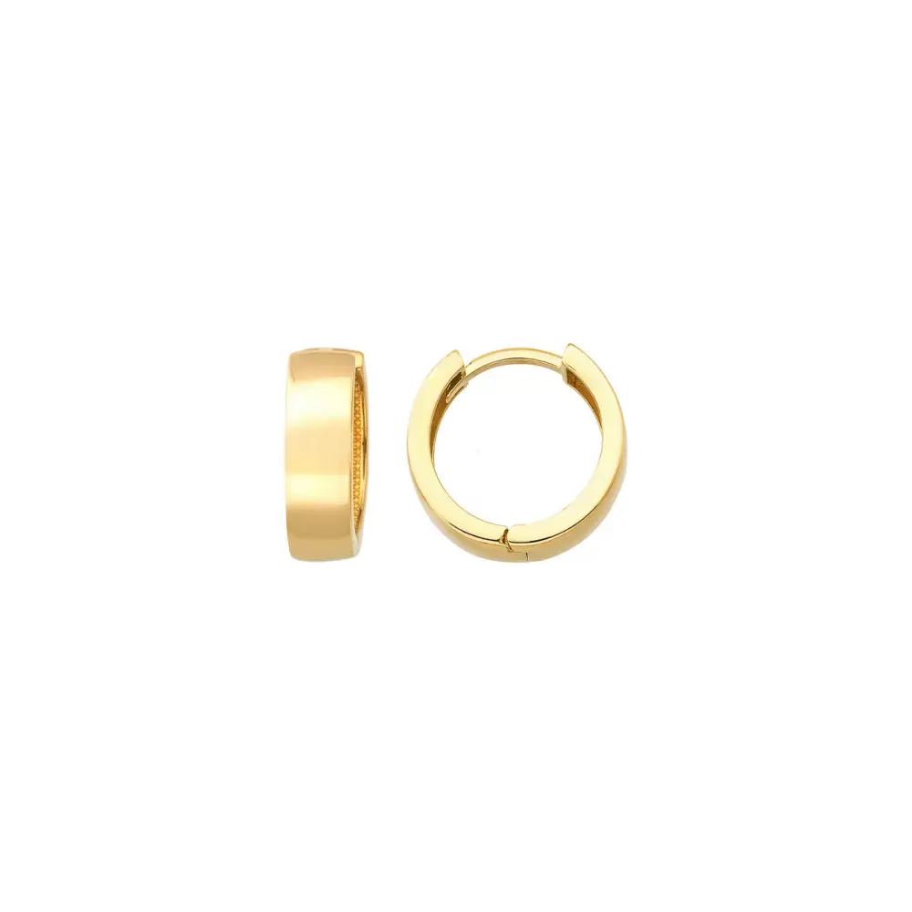 14K Solid Gold Dainty Hoop Huggies Earrings - Earrings