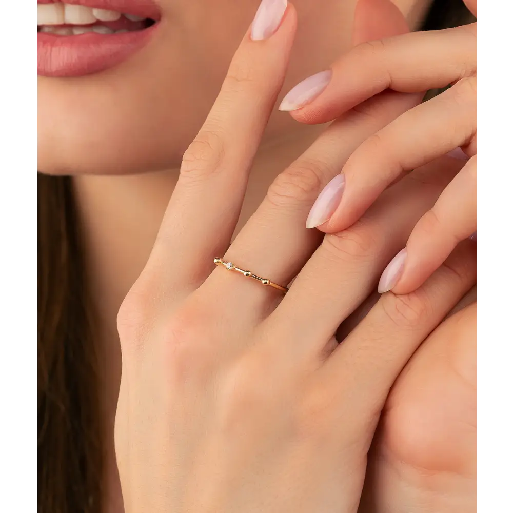 14K Solid Gold Dainty Stackable Ring - Women