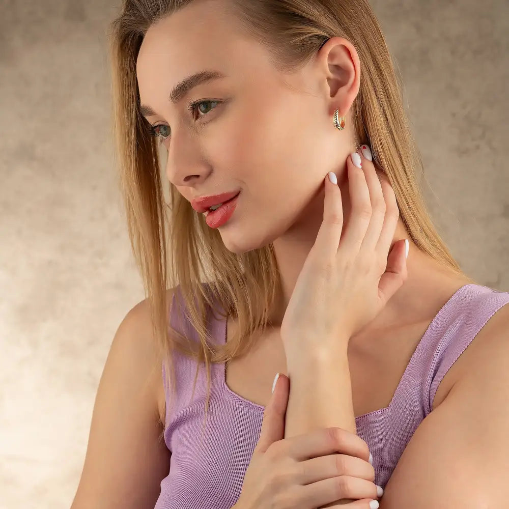 14K Solid Gold Diamond-Cut Dome Huggie Hoop Earrings | Wide Hoops for Women - Hoop Earrings