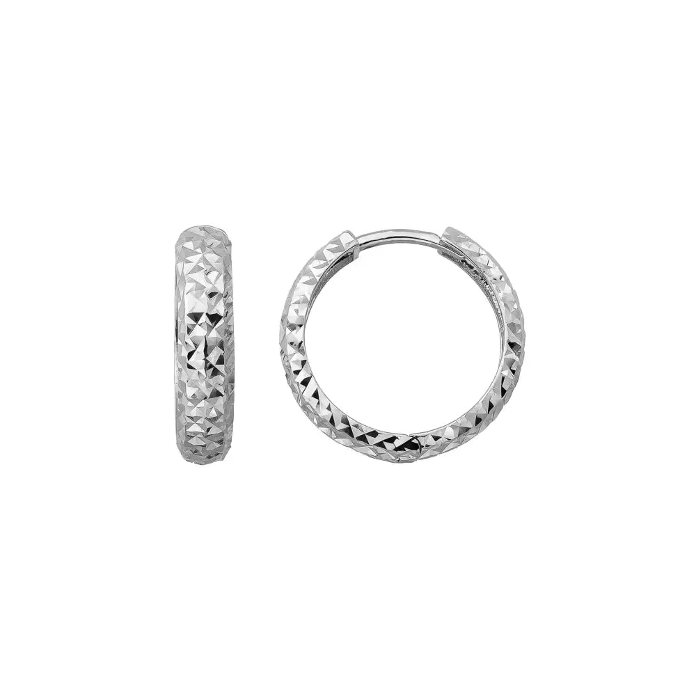 14K Solid Gold Diamond-Cut Huggie Hoop Earrings | 16mm Everyday Hoops for Women 4.5mm Wide - Single (1 Earring) / 14K