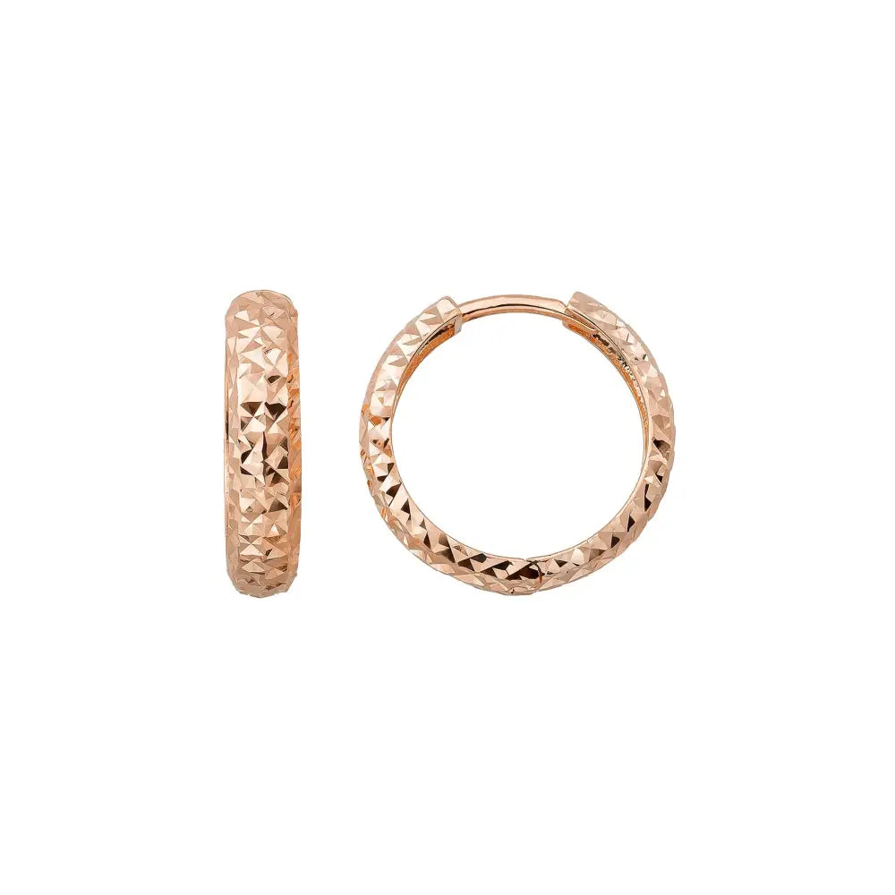14K Solid Gold Diamond-Cut Huggie Hoop Earrings | 16mm Everyday Hoops for Women 4.5mm Wide - Single (1 Earring) / 14K