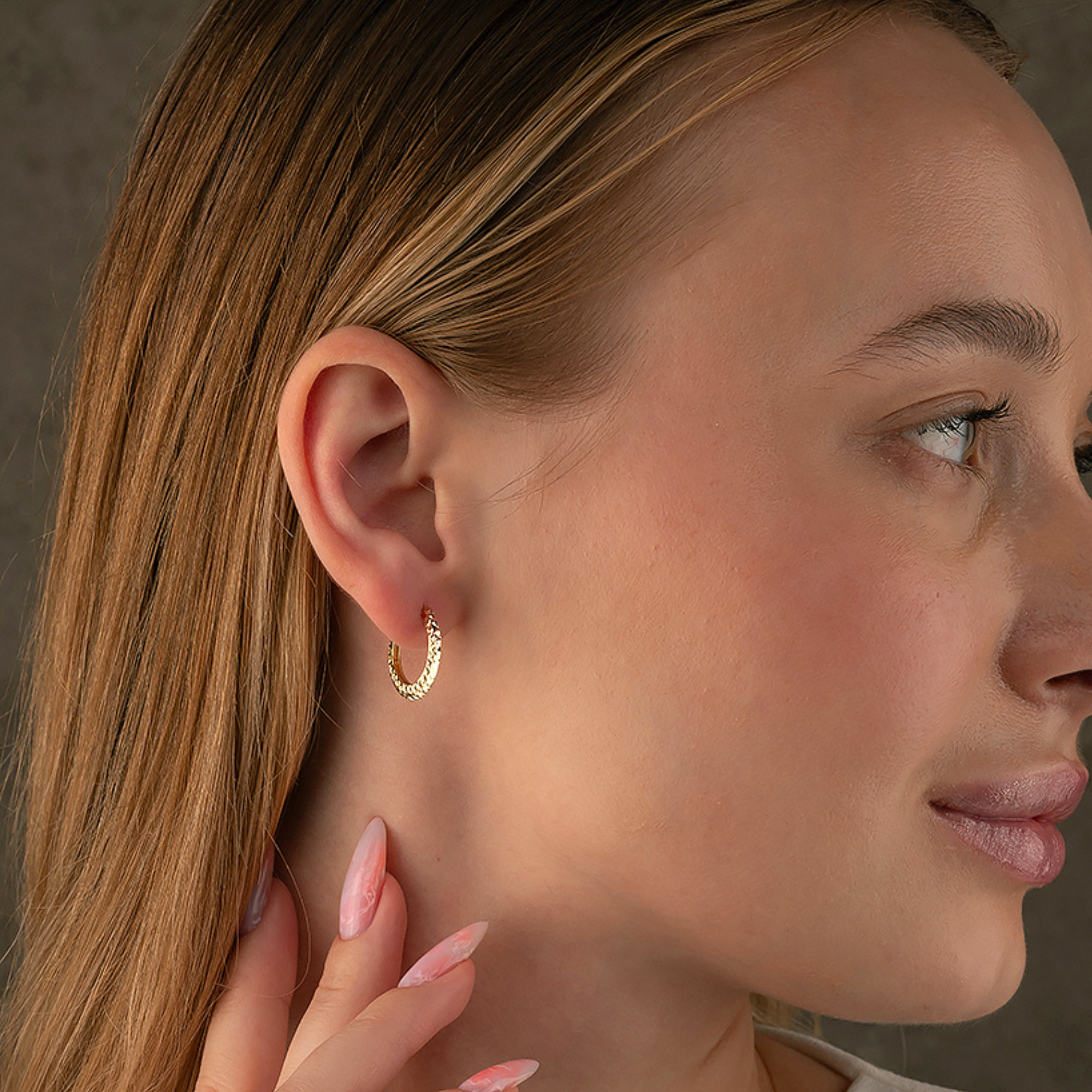 14K Solid Gold Diamond-Cut Huggie Hoop Earrings | Shiny Minimalist Hoops | Set of 2 Gift for Her - Hoop Earrings