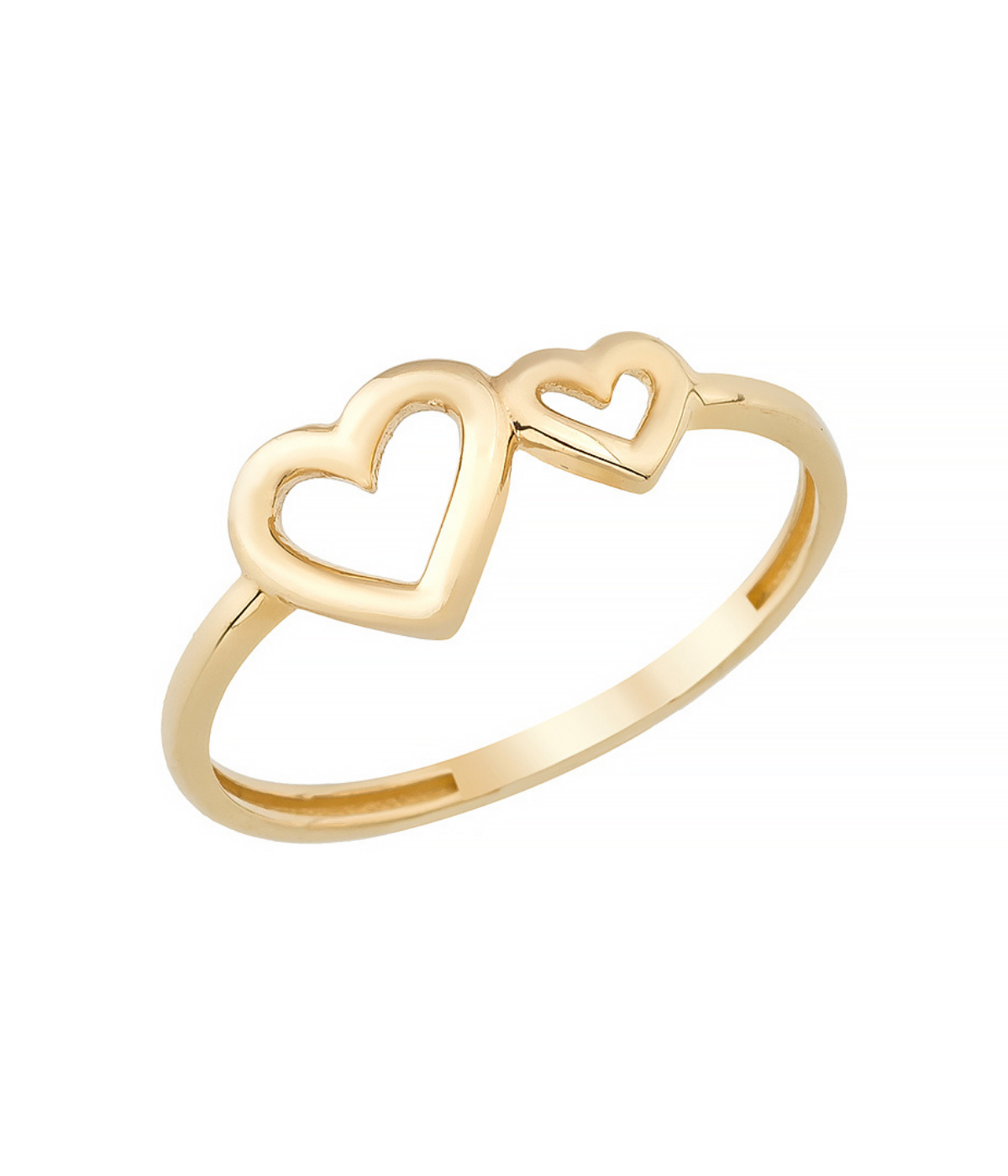 14K Solid Gold Double Heart Ring Present - Rings