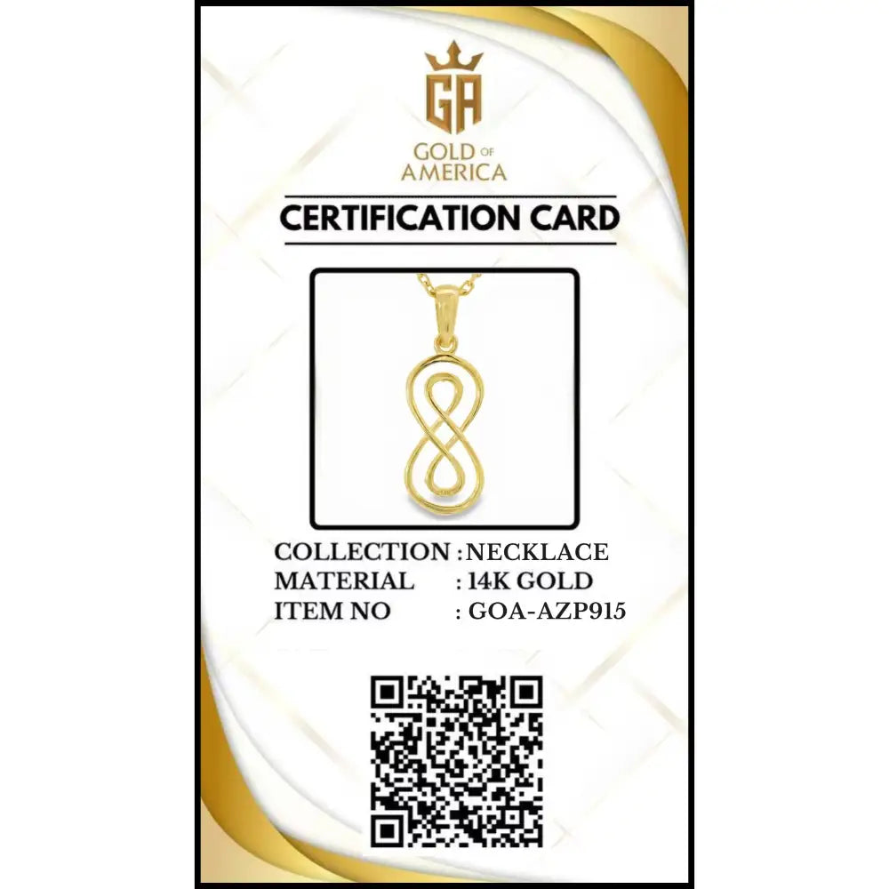 14K Solid Gold Double Infinity Necklace Vertical Knot Pendant Charm Eternal Love Jewelry Anniversary Gift for Her