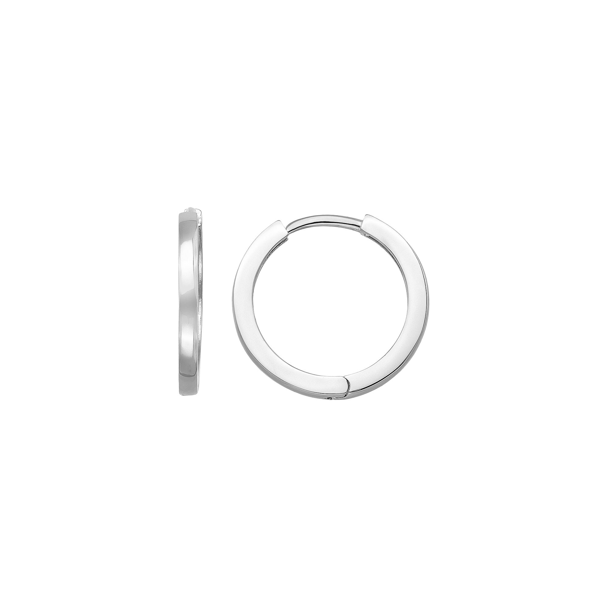 14K Solid Gold Flat Edge Huggie Hoop Earrings | 10.8mm & 13.5mm Everyday Stacking Hoops for Women - Single Small / 14K