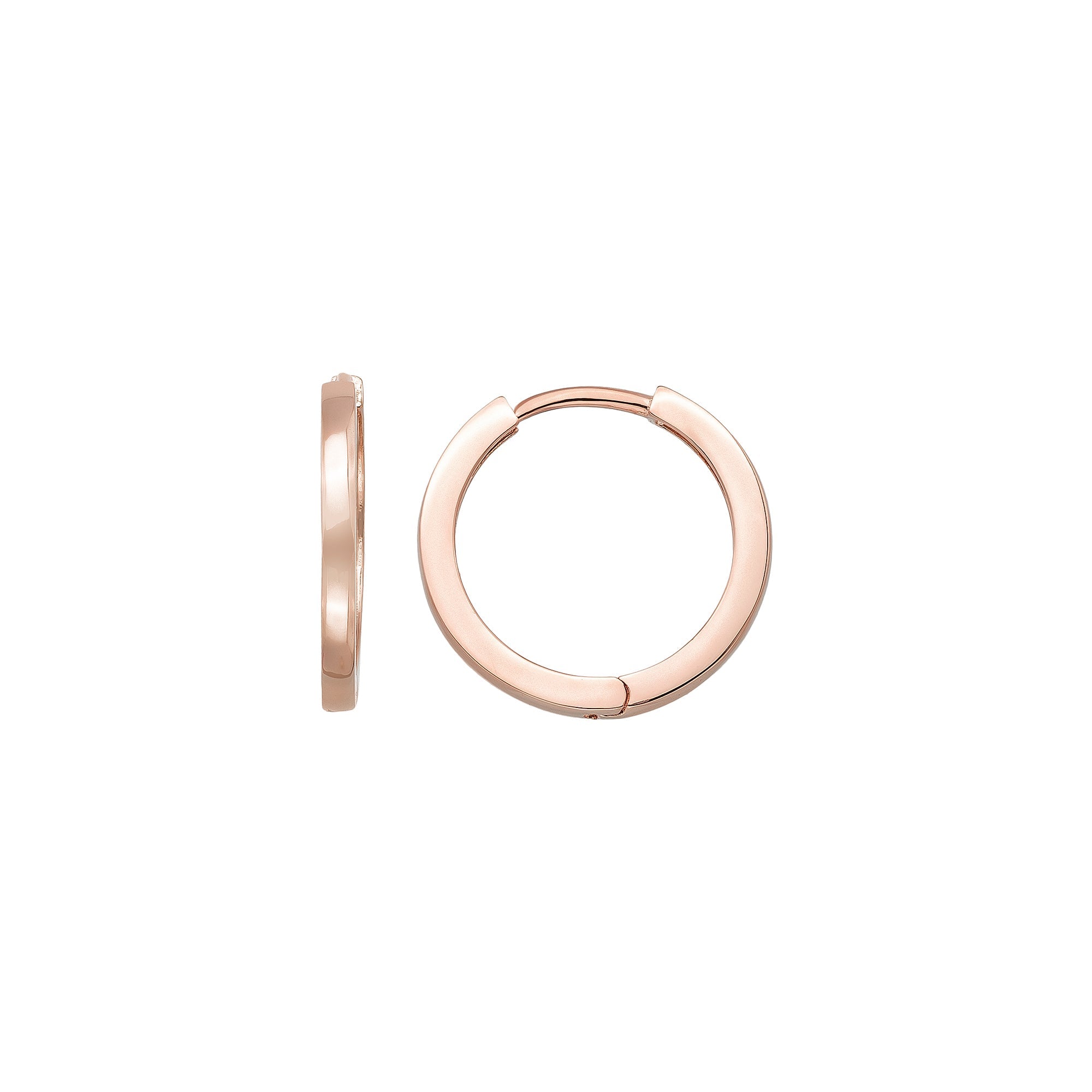 14K Solid Gold Flat Edge Huggie Hoop Earrings | 10.8mm & 13.5mm Everyday Stacking Hoops for Women - Single Small / 14K