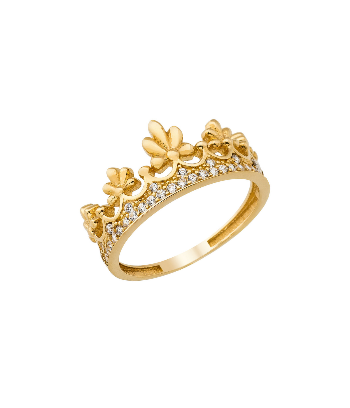14K Solid Gold Flower Crown Ring - 4 - Rings