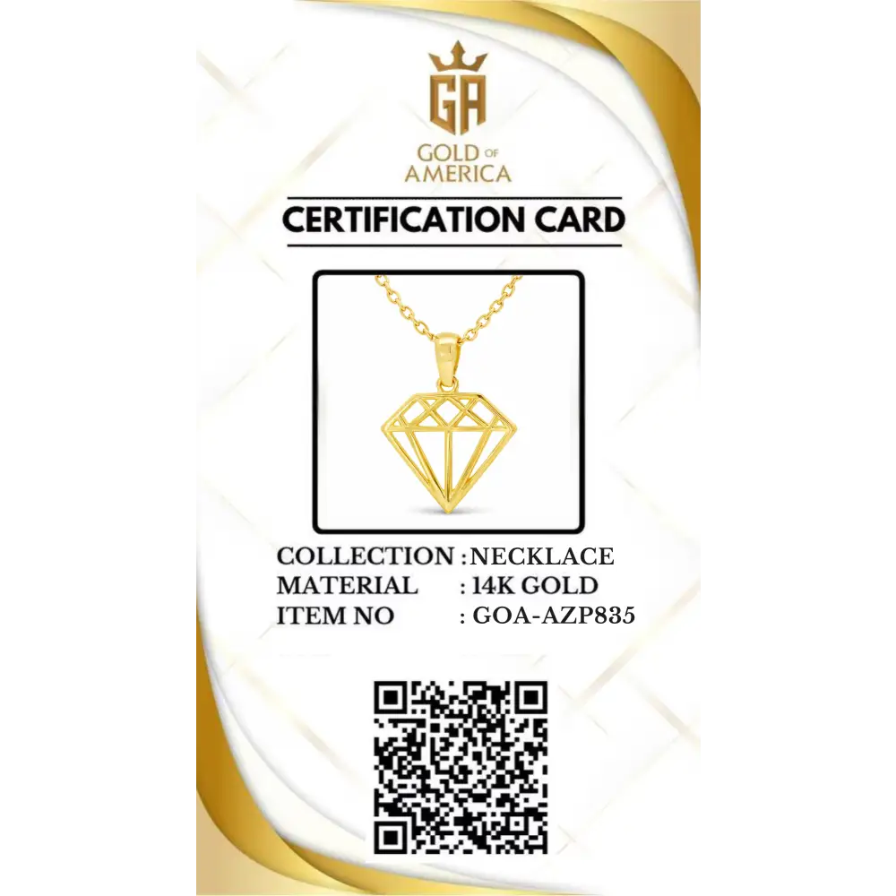 14K Solid Gold Geometric Diamond Necklace Modern Outline Pendant Charm Dainty Minimalist Jewelry Art Deco Style Gift