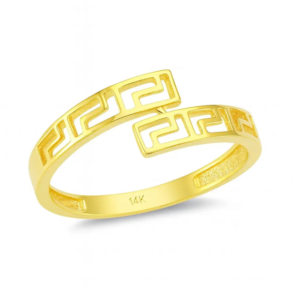 14K Solid Gold Greek Key Ring Byzantine Wedding Band