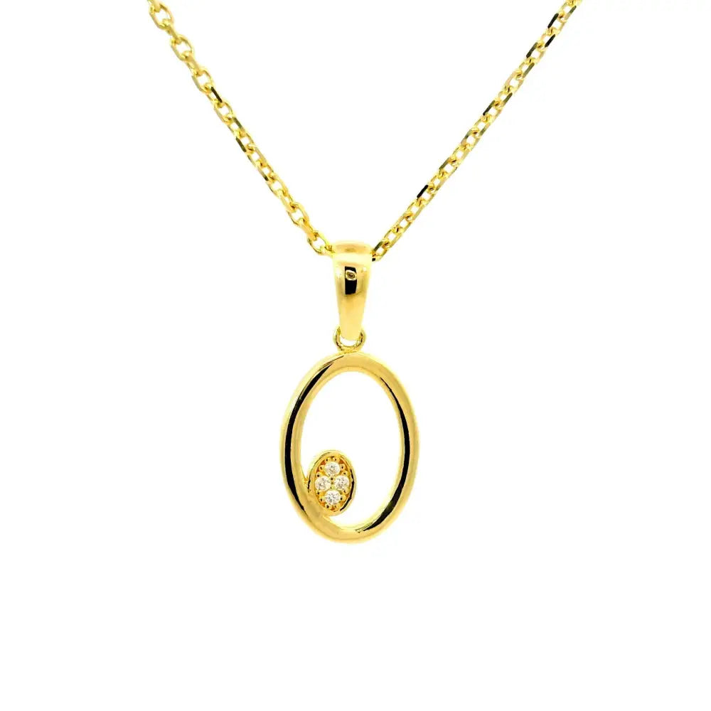 14K Solid Gold Handmade Oval Pendant Necklace Diamond Accent Love Symbol Jewelry - Jewelry