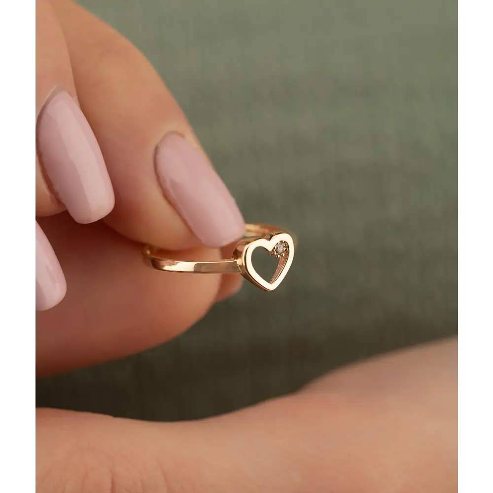 14k Solid Gold Heart Ring - Rings