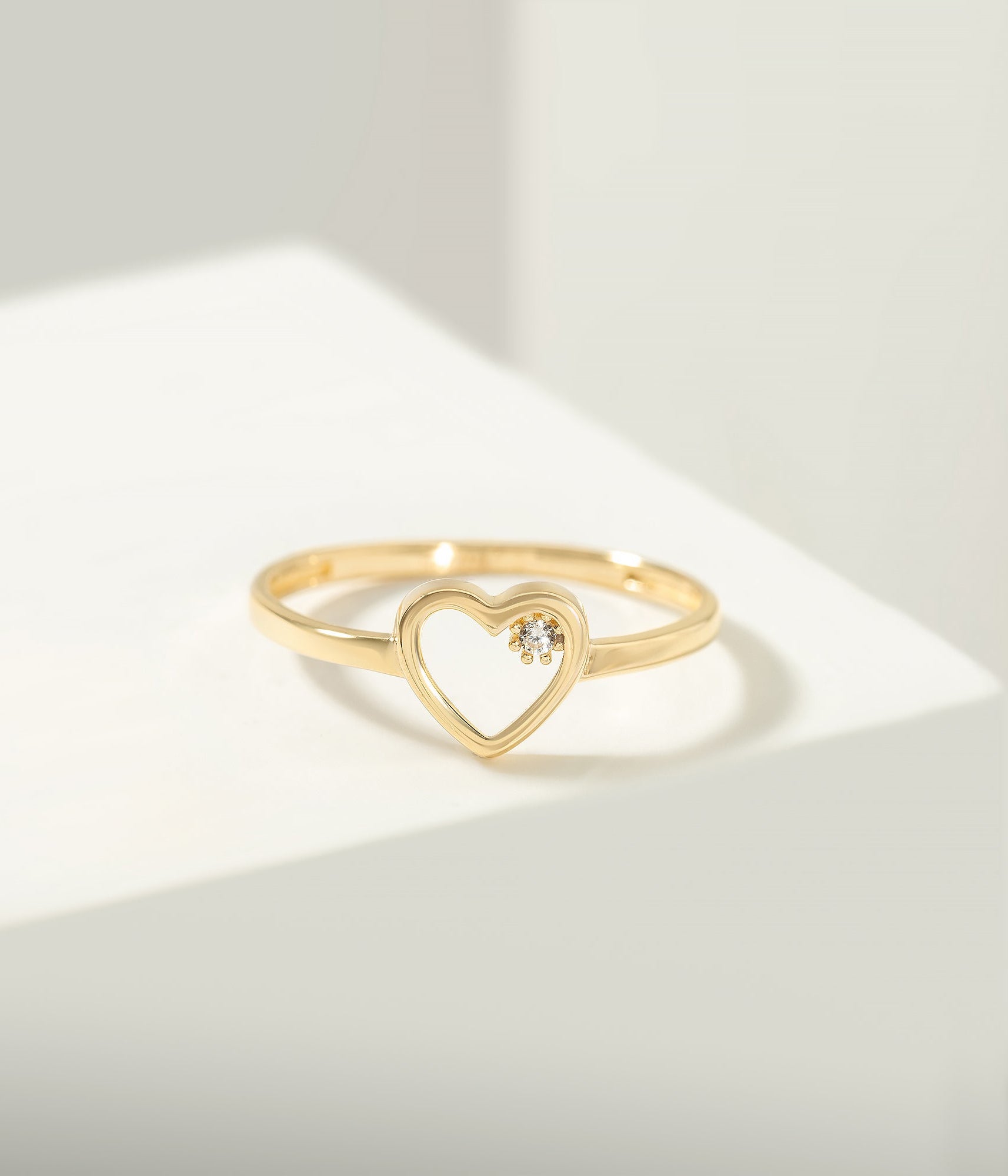 14k Solid Gold Heart Ring - Rings