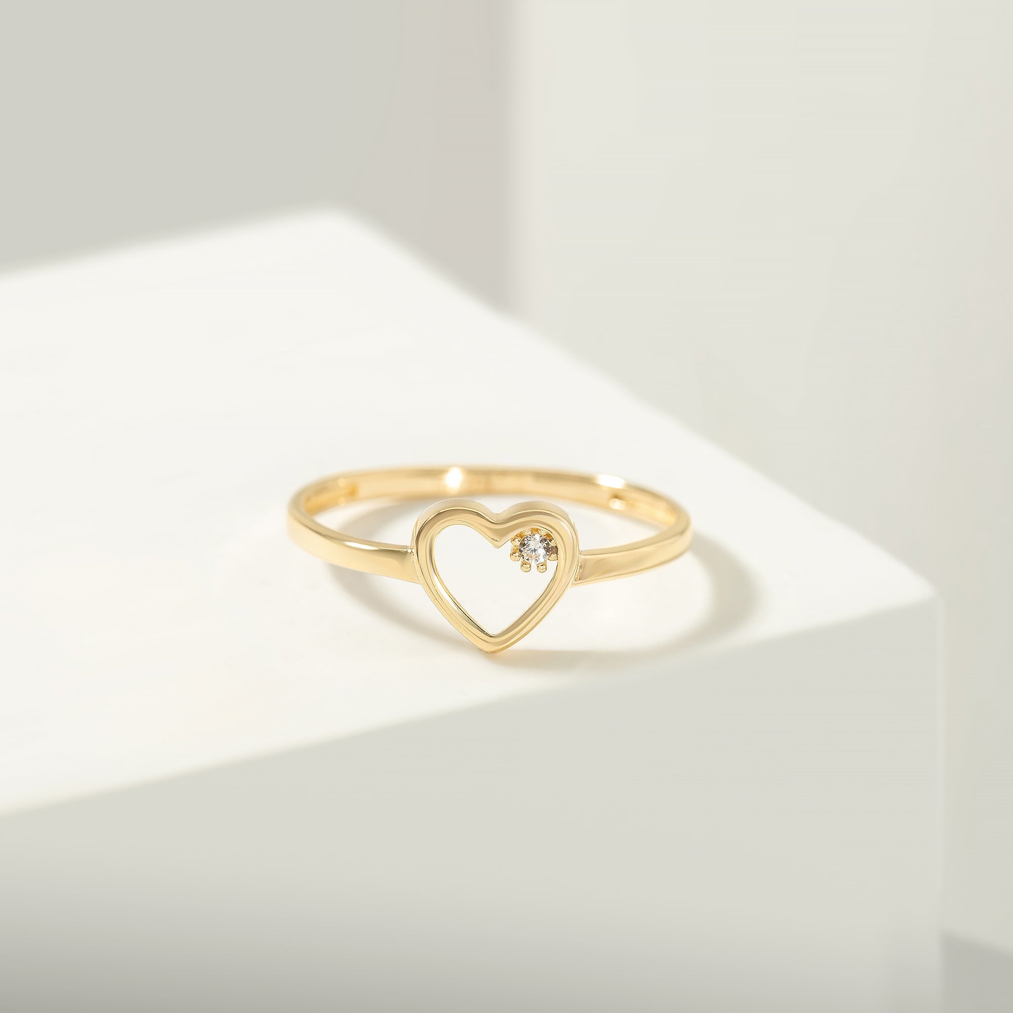 14k Solid Gold Heart Ring - Rings