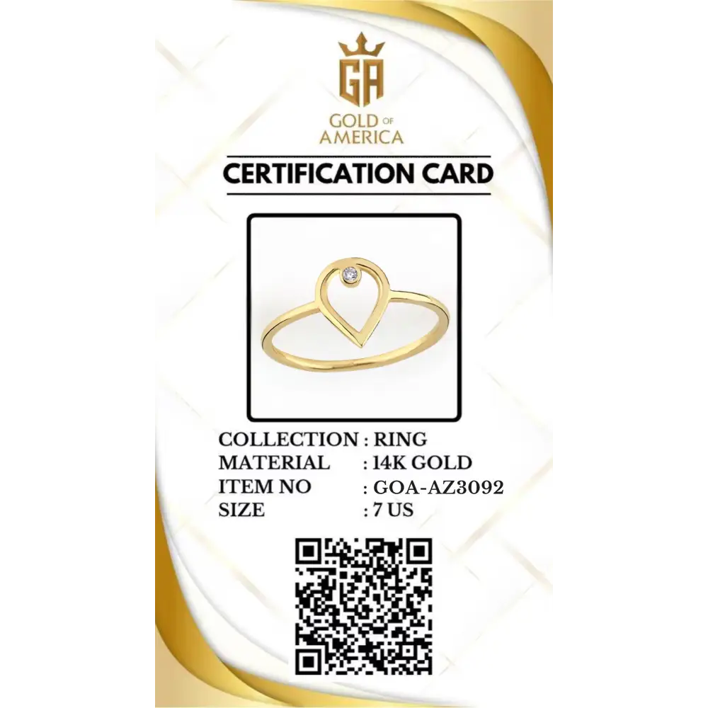 14K Solid Gold Heart Ring with Diamond Handmade Minimalist Love Design for Women