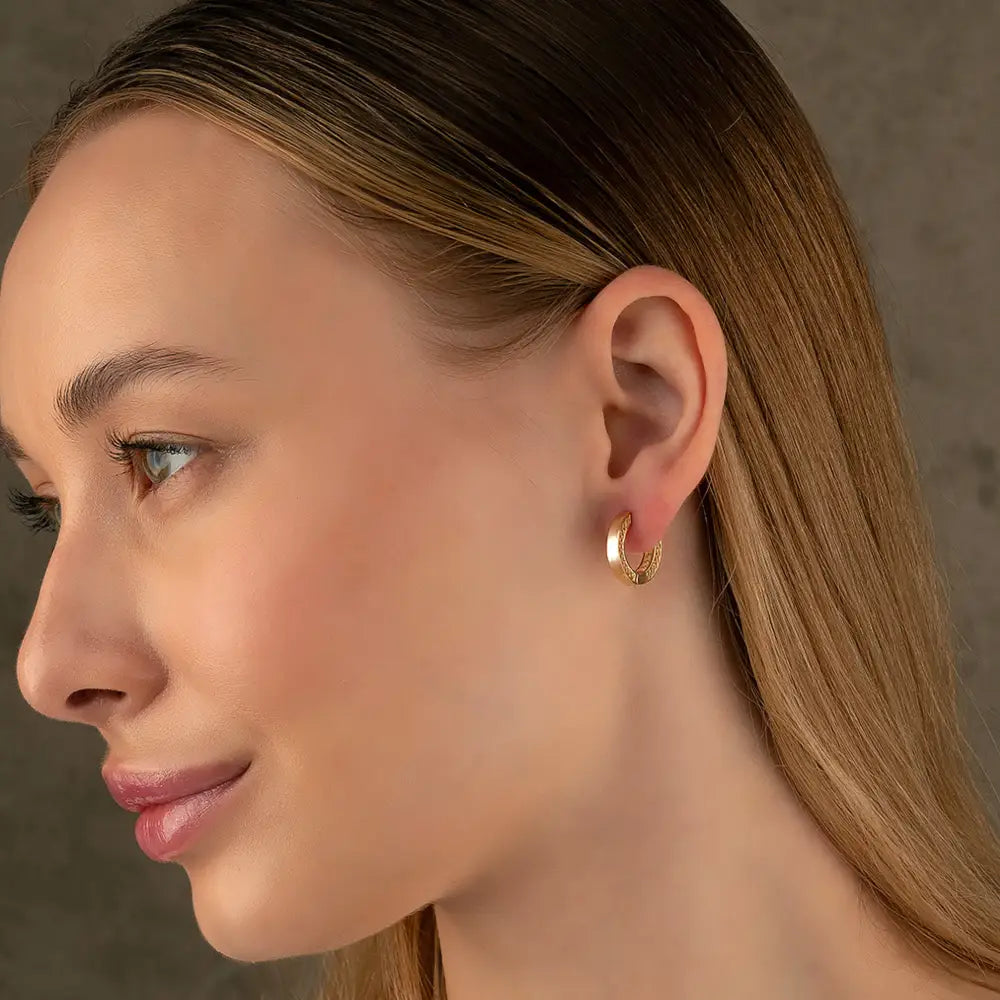 14K Solid Gold Hoop Huggie Earrings – 11mm Chunky Stacking Everyday Hoops for Women - Hoop Earrings