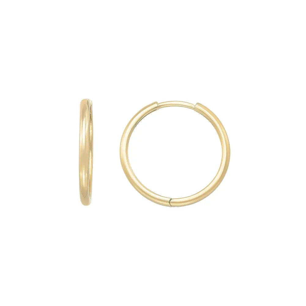 14K Solid Gold Hoop Huggie Earrings | 21mm Everyday Stacking Hoops for Women | Set of 2 - Hoop Earrings