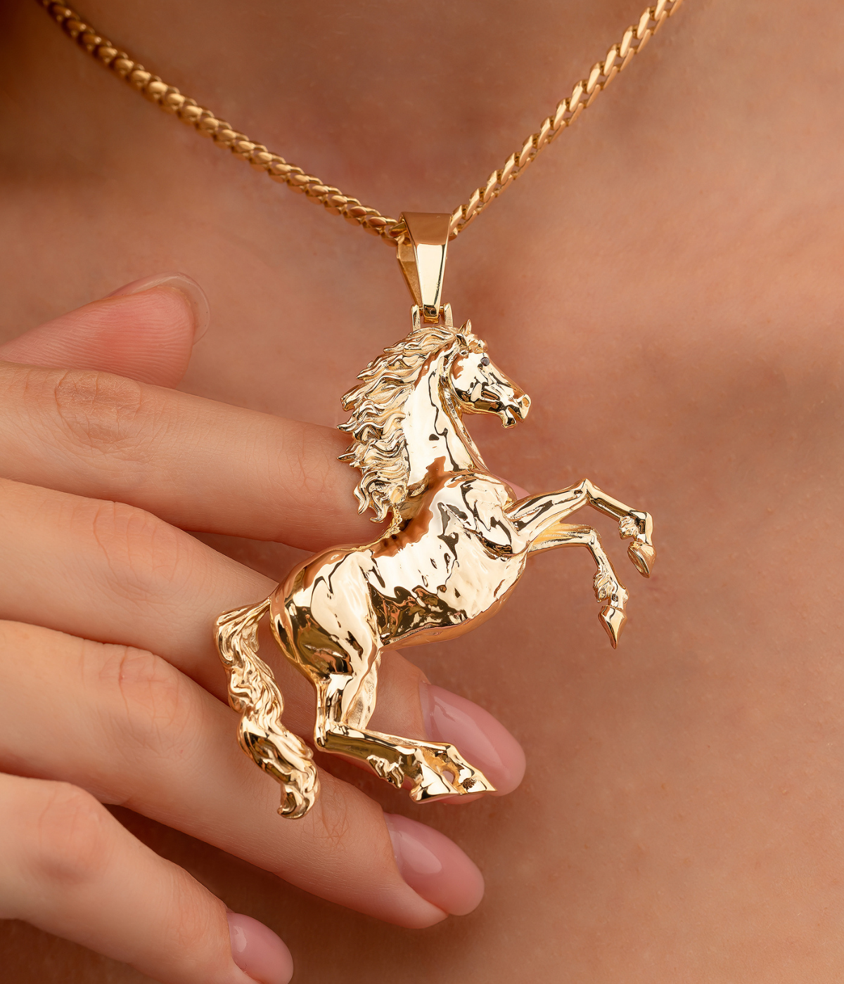 14K Solid Gold Horse Pendant - Pendants