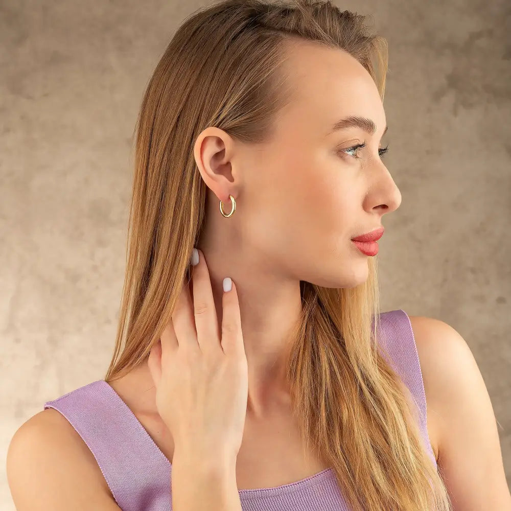 14K Solid Gold Huggie Hoop Earrings | 10.5mm & 14.2mm Everyday Hoops for Women - Hoop Earrings